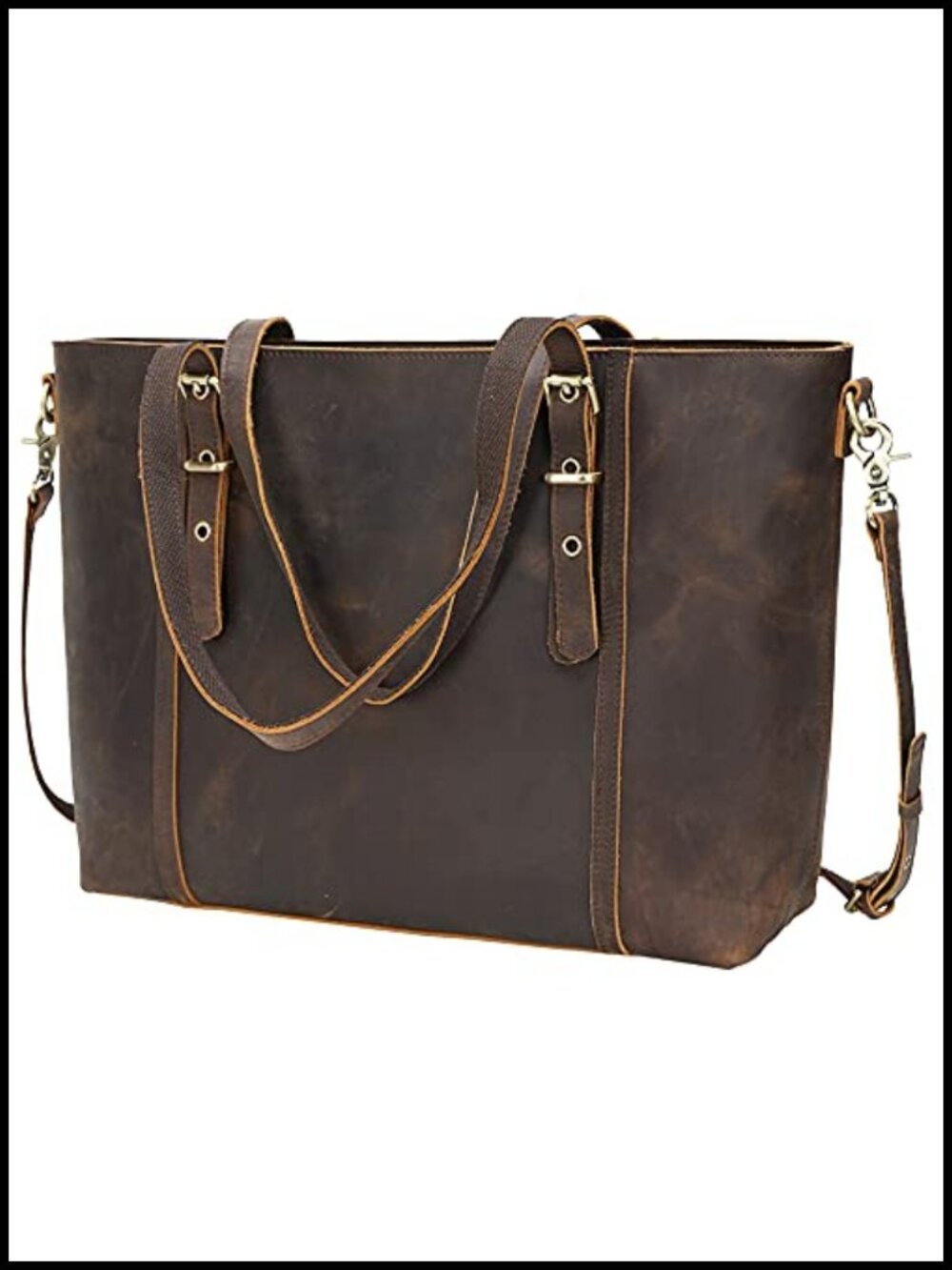 Full Grain Leather Tote Bag Laptop Messenger Purse Handbag